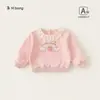 Ropa Bangxuan para niños con cuello de encaje, nuevo top dulce de otoño de manga larga para bebé niña, sudadera holgada para niñas