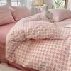Juego de ropa de cama de verano de cuatro piezas, funda de edredón se vende por separado, sábana individual para cama de dormitorio de estudiante, juego de tres piezas de algodón lavado para una persona
