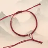 Pulseira semiacabada que pode ser enfiada com miçangas, fecho de segurança simples, nó vajra simples, pulseira tecida à mão, cordão vermelho para o ano do zodíaco masculino e feminino