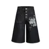 Marca de Moda Jiayiku 2026 Retro Americano Street Gótico Shorts de Mezclilla Lavada Pantalones Acortados Anchos Holgados para Hombres y Mujeres