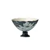 Yanyan Taza de Maestro de Cerámica con Pie Alto de Loto en Tinta Pintado a Mano Taza de Té de Boca de Flor Hecha a Mano Artículos para el Hogar Taza de Té Cuenco de Té Juego de Té Kung Fu