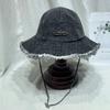 Sombrero de Pescador Arrugado de Mezclilla Lavada Estilo Coreano Vintage para Mujer, Sombrero de Cubo Pequeño de Moda para Primavera y Verano, Sombrero Protector Solar