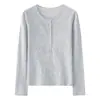Camiseta de Lino Hielo Seda Protección Solar Manga Larga para Mujer, Top Tejido Delgado Semi-Transparente con Cuello para Primavera y Verano, Cárdigan de Protección Solar