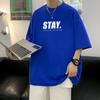 Camiseta de Manga Corta American High Street Albaricoque para Hombre en Tendencia de Moda de Verano Moda Trendy Guapo Oversize. Hombres de Cinco Puntos Manga Corta
