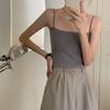 Camisola de verano de una pieza para mujer, de color liso, con almohadilla para el pecho, de seda helada, con espalda descubierta, de látex, ropa interior, base tipo camisa.