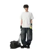 2026 Verão Nova Marca Tendência Masculina Camiseta Bordada de Manga Curta Casal Manga Meia Manga Top Solto Camiseta Jovem Top