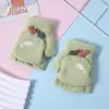 Guantes Calientes de Pollo de Dibujos Animados para Bebé Otoño e Invierno A prueba de Frío Engrosados Lindos para Niños y Niñas de Cinco Dedos Medio Dedo Tapa Abatible