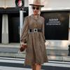 Bai Fen Zhi YiComercio Transfronterizo Principios de Otoño Moda Europea y Americana Ropa para Mujer Vestido de Manga Larga con Solapa Estampado de Leopardo para Mujer como Ropa Interior
