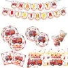 Nuevos Suministros para Fiesta de Camión de Bomberos Decoración de Cumpleaños Diseño de Fiesta Accesorios Platos de Papel Vasos de Papel Mantel Servilletas de Papel Banderín