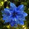 Flores Navideñas de Venta Caliente Transfronterizas Flores Artificiales de 14 cm Se Pueden Añadir con Clips y Tallos Decoraciones para Guirnaldas de Árbol de Navidad Venta al por Mayor