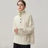 Suéter de punto de cachemira para mujer, pesado y grueso, con patrón trenzado, versátil, de un solo pecho, cuello vuelto, abrigo de otoño e invierno, top estilo coreano