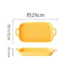 Bandeja de Cerámica Creativa Nórdica con Doble Asa para Hornear, Molde Cuadrado de Cerámica para Horno, Plato Casero para Arroz Horneado con Queso, Plato Rectangular para Servir