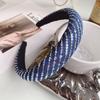 Diadema de alta calidad estilo coreano con calavera, diadema de alta gama con lentejuelas de mezclilla, esponja para el pelo, grutas, simple, banda ancha para el pelo, diadema súper brillante, accesorios para el pelo