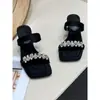 Pantuflas de Mujer de Tacón Alto con Diseño de Diamantes Brillantes, Moda Verano 2026 Estilo Celebridad de Internet, Sandalias Abiertas de Estilo Coreano para Mujer