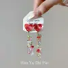 Pendientes de Borla de Cristal con Forma de Corazón de Colores Pendientes de Diseño de Nicho Personalizados para Mujer Lujo Ligero Temperamento Colgantes de Pendientes Únicos Accesorios para Orejas