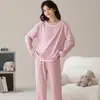 Pijama de Algodón Puro para Mujer, Primavera y Otoño, Manga Larga, Nuevo Estilo 2026, Lindo Estampado de Dibujos Animados, Ropa de Casa, Cómodo, Se Puede Usar Afuera, Conjunto