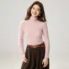 Suéter de cachemira de cuello alto para mujer, estilo otoño e invierno, prêt-à-porter de primera línea, de canalé, corte ajustado, que realza la figura, suéter de punto para capa base, capa interior