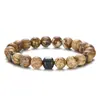 Europa y Estados Unidos transfronterizo más vendido piedra natural piedra volcánica piedra ojo de tigre pulsera de cuentas masculina imán pulsera magnética comercio exterior al por mayor