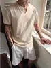 Camiseta casual y relajada de manga corta para hombre, colección de verano 2026, fresca y transpirable, con cuello en V pequeño y corte holgado