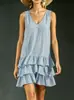 Verano 2026 Nuevo Amazon Europeo y Americano Transfronterizo Sexy Vestido de Cuello en V Moda Femenina Patchwork Sin Mangas