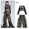 Roupas de Jazz Hip Hop para Meninas Roupa de Street Dance Infantil Calças Camufladas Top Curto Lindo e Descolado Conjunto de Roupa de Performance