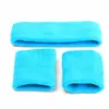Combinação de Pulseira e Faixa de Cabeça Cor Sólida Roupa Fitness Algodão Absorvente de Suor Protetor para Jogos de Bola Faixa de Cabelo para Pulso Masculina Versátil Protetor de Cabeça