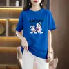 Camiseta de Manga Corta 100% Algodón Puro para Mujer 2026 Nuevo Estilo de Verano Holgada Adelgazante Versátil Moda Estampado Floral Top Ins