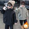 Parka de Invierno para Niños con Forro de Felpa y Piel de Conejo, Chaqueta Gruesa para Niños de Otoño Profundo e Invierno, Abrigo Moderno para Niños Pequeños y Jóvenes