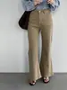 Pantalones Largos Jiang Chi Ajustados~Estilo Coreano Elegantes Jeans de Cintura Alta Versátiles Adelgazantes Elásticos de Pierna Ancha 5930