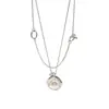 [18] Collar de perlas de temperamento simple francés colgante de concha geométrica estilo palacio retro joyería de cuello con cierre OT