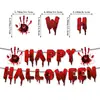 2025 Halloween Nuevo Diseño de Fiesta de Horror Sangrienta Bandera de Cumpleaños de Mano Sangrienta Juego de Adornos de Panal Venta al por Mayor