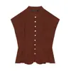 Ropa de Mujer Transfronteriza Verano 2026 Nuevo Estilo Europeo y Americano Moda sin Mangas Cuello Alto Falda Corta-Estilo Top de Camisa Plisada
