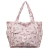 Bolsa de Mão de Veludo com Estampa de Laço Moda Transfronteiriça Casual Grande Capacidade para Trabalho e Viagem Bolsa Portátil