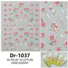 Manicure de Flores Silvestres Coloridas de Primavera Adesivos em Relevo Pintura a Óleo Romântica Adesivos de Unha Frescos Simples Fofos Novo Estilo