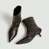 Botas de tacón de aguja transfronterizas al por mayor para mujer, nuevo modelo de moda otoño/invierno 2026 estilo europeo y americano, botines de punta sin cordones hasta la pantorrilla para mujer