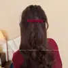 Grampo de Cabelo Elegante com Pérolas para Mulheres, Presilha de Metal com Laço Preto, Presilha Lateral de Alto Padrão, Presilha para Franja, Simples Presilha Bico de Pato