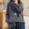 Camisa de Mujer de Estilo Nuevo para Primavera 2026, Cuello Camisero, Manga Larga, Rayas Verticales, Camisa Casual Holgada para Mujer