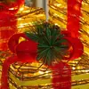 Caixa de presente de decoração de Natal boneco de neve arte em ferro conjunto luminoso de três peças caixa de presente para janela com luzes sob a árvore de Natal