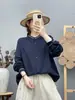 Colección Otoño 2026 Estilo Japonés Cuello Alto Bordado Floral Doble Capa Gasa Camisa de Manga Larga para Mujer Venta al por Mayor