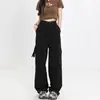 Pantalones casuales de tiro alto, corte ajustado, estilo 2026, con diseño de solapa, corte recto, múltiples bolsillos, adecuados para primavera y otoño, efecto adelgazante, pantalones de trabajo, pantalones largos para mujer, estilo urbano