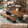 Mesa de té de oficina 2026 nuevo modelo madera de nogal de alta gama mesa de té de madera maciza, mesa de té moderna de lujo ligero de alta gama