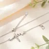 Collar de amor ECG plata 925 latido del corazón cadena clavicular diseño de lujo ligero colgante geométrico regalo para novia