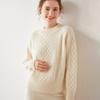 Suéter de cashmere com gola redonda feminino de três fios grosso pesado solto tamanho malha pura cashmere suéter interno