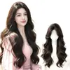 Peluca para mujer, estilo coreano, flequillo con un aire perezoso y atmosférico, ondas grandes, voluminosa, aumento natural del volumen del cabello, cobertura total de la cabeza