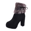 2025 Botas Curtas de Salto Grosso para Mulheres Inverno Sapatos Femininos Nova Plataforma Impermeável com Solado Grosso Botas Forradas com Lã Outono e Inverno