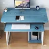 Mesa de Computador de Mesa Pequena Simples com Bandeja para Teclado para Economia de Espaço em Casa Mesa de Escrita Mesa de Estudo Mesa Integrada com Estante