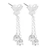Pendientes de borlas de orquídea Suzuki con mariposa, estilo pastoral, estilo Mori, pendientes de flores danzantes con mariposas, pendientes largos de moda dulce.