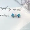 Aretes de doble trébol y flor pequeña de aleación de titanio F136, anillos para labio con rosca interna de titanio G23 y circonita cúbica, joyería para piercing