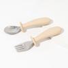 Novo Conjunto de Talheres para Bebê com Cabo de Silicone, Garfo e Colher de Cabo Curto em Aço Inoxidável 316 para Suplemento Alimentar de Bebê