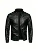 Jaqueta de couro masculina nova 2026, jaqueta masculina fina e moderna para primavera e outono, top estilo coreano slim fit com gola alta, disponível em tamanhos grandes